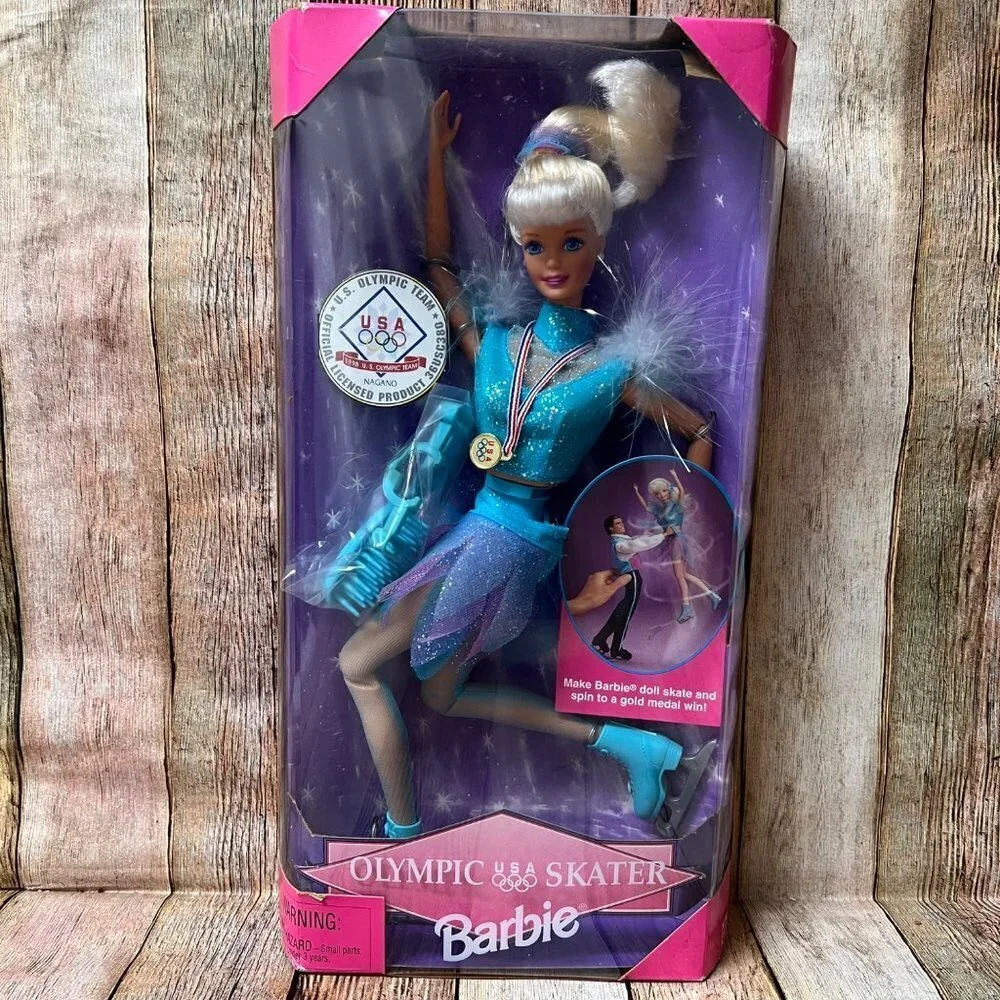 Mattel Olympic Figure Skater Barbie USA 1997 Skate and Spin 90s Doll New